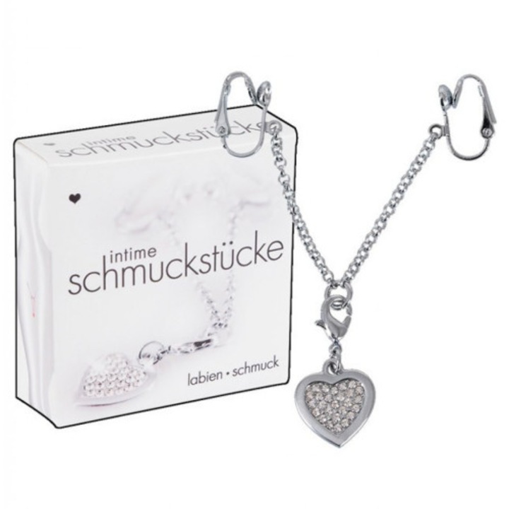 Bijuterie intima, model inima, argintiu, 12.7 cm