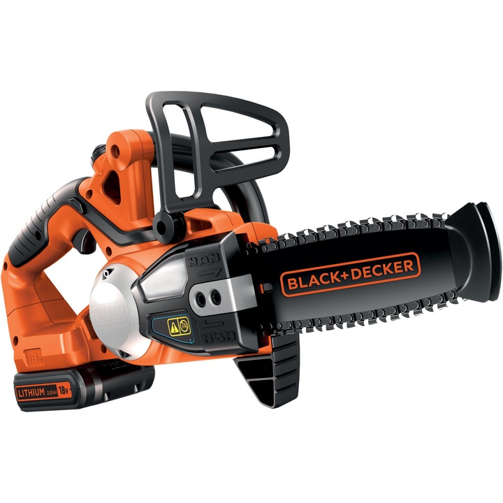 Акумулаторен верижни триони Black & Decker GKC1820L20, 18V, Нож 20 см, Скорост на веригата 3,1 м/с, Съдържа: зарядно + батерия 18 V 2,0 Ah