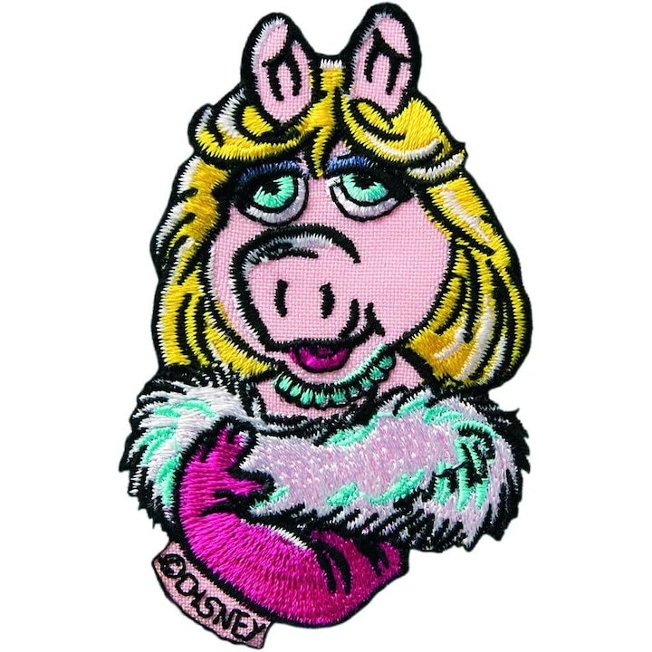 Petic textil brodat Papusile Muppets The Muppets Miss Piggy 8x5 cm