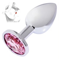 Dop Anal(Butt plug), Neted, Marimea M (34mmx82mm), 92g, Otel inoxidabil, Diamant, Argintiu, Jucarie sexuala pentru adulti