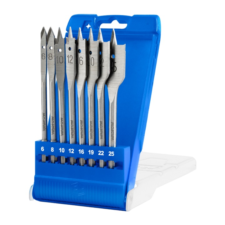 Set 8 burghie pentru lemn Wadfow, plate, dimensiuni 6-25mm