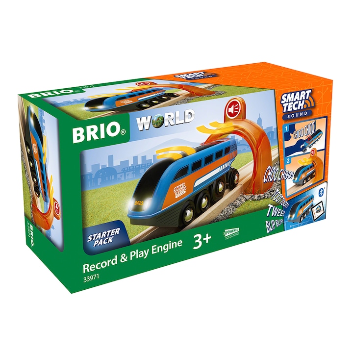 Комплект за игра Brio Smart Tech - Интелигентен локомотив, Записващ и възпроизвеждащ персонализирани звуци