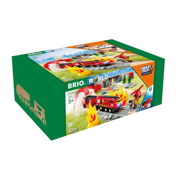 Комплект за игра Brio Smart Tech - Пожарникарски влак, със звуци
