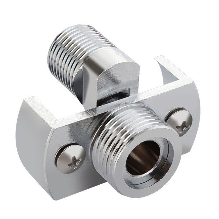 Excentric Reglabil Baterie Dus CZAY®, Racord Unghi Ajustare Extins 0-40º, Accesoriu Instalare Robinet, Adaptor Universal Curbat, Montare pe Perete, Lungime Filet 25mm, Cupru, Argintiu