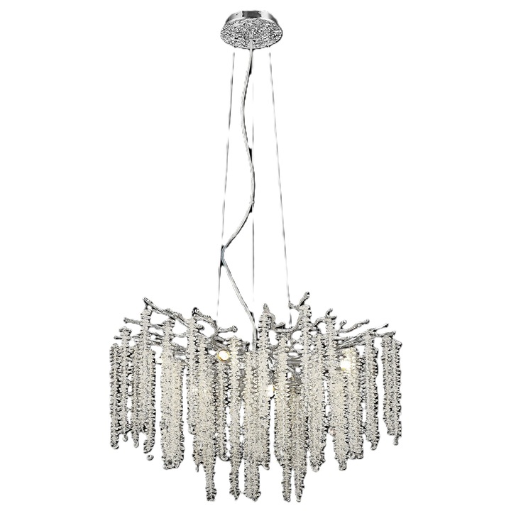 Candelabru Argintiu Din Aluminiu Si Cristal dulii E14