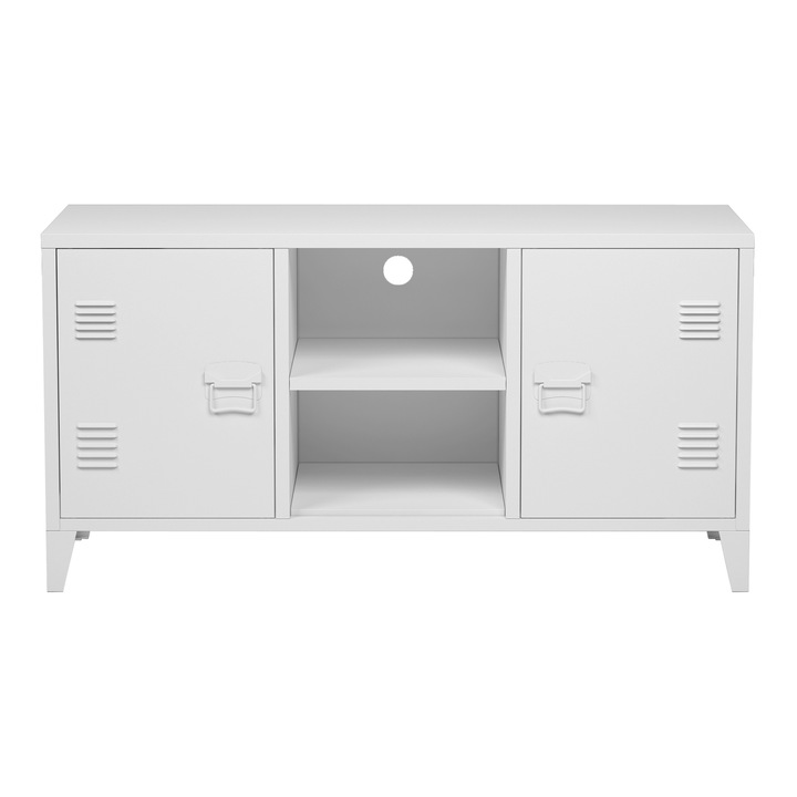 [en.casa] TV-szekrény PXSL-0302 Kotka 113 x 40 x 58 cm acél fehér 2 ajtóval