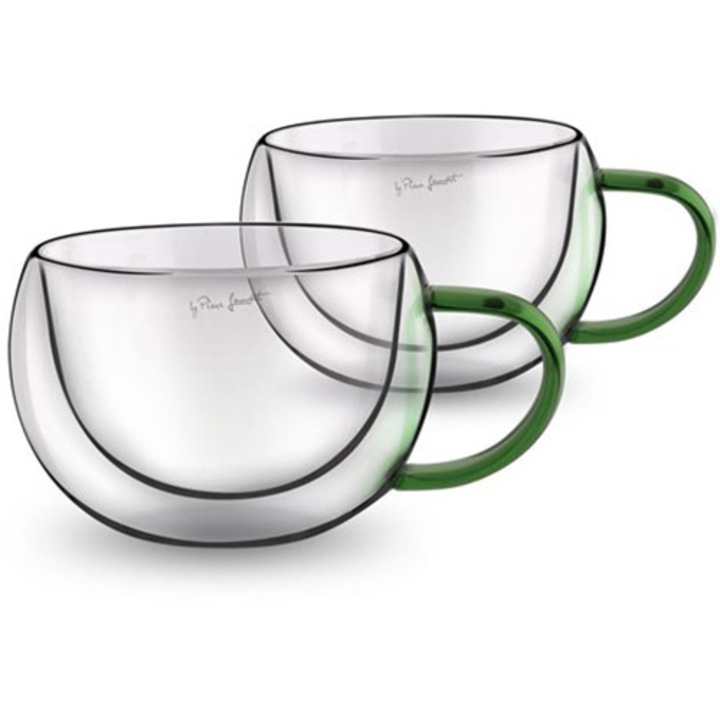 Комплект 2 чаши Lamart Vaso, Термоустойчиви, Височина 7,5 см, 270 мл, Зелен