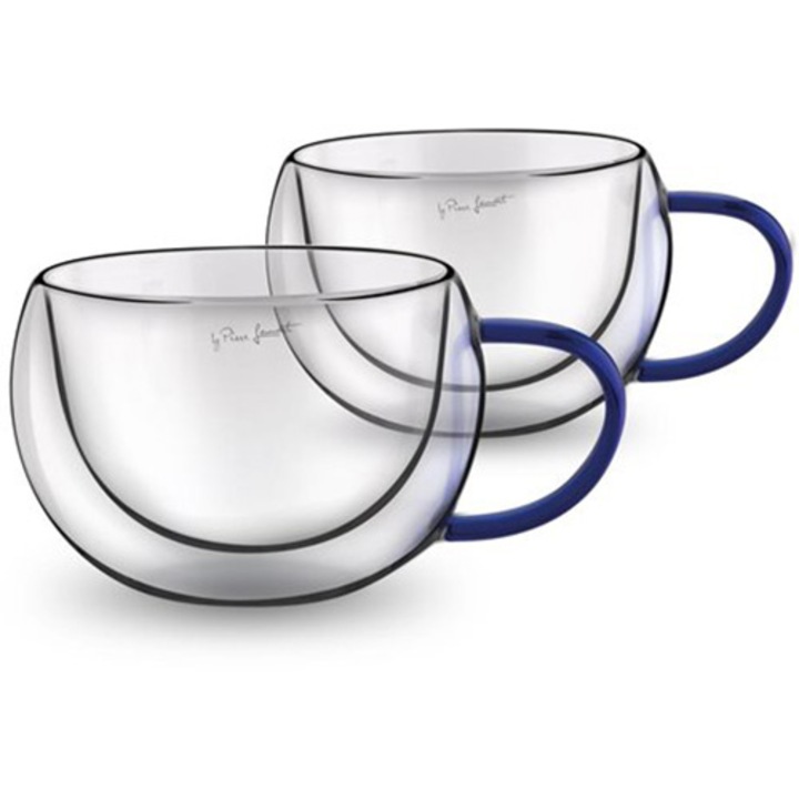 Комплект 2 чаши Lamart Vaso, Термоустойчиви, Височина 7,5 см, 270 мл, Син