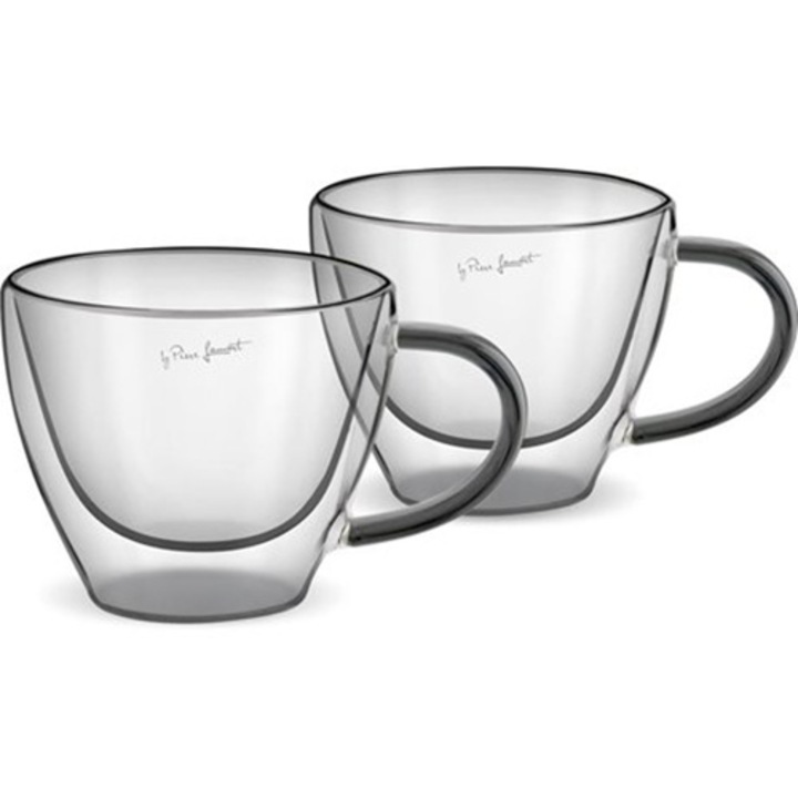 Комплект 2 чаши Lamart Vaso, Термоустойчиви, Височина 7.5 см, 190 мл, Черен