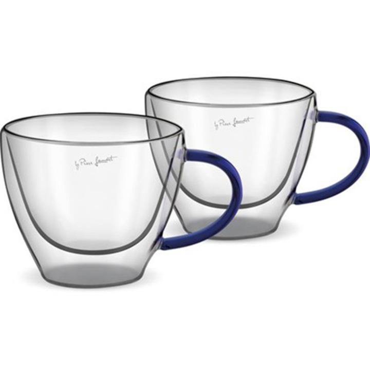 Комплект 2 чаши Lamart Vaso, Термоустойчиви, Височина 7.5 см, 190 мл, Син