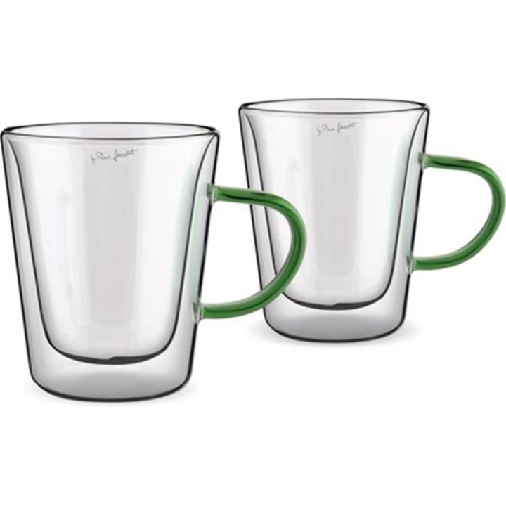 Комплект 2 чаши Lamart Vaso, Термоустойчиви, Височина 11 см, 300 мл, Зелен
