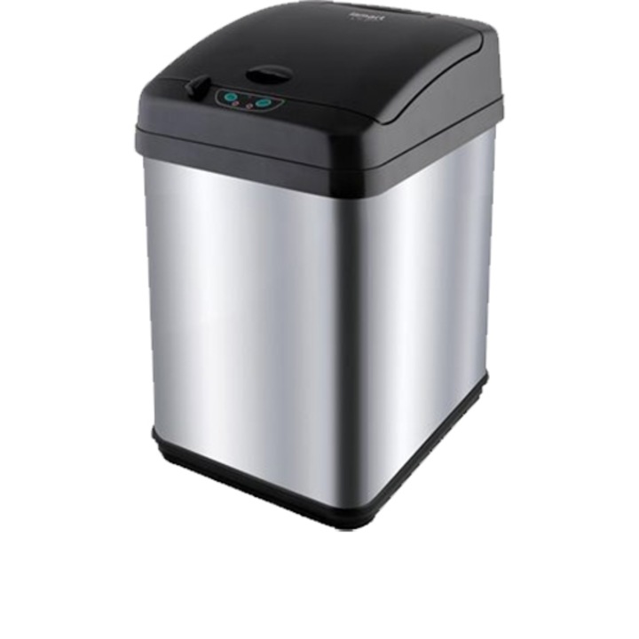 Кош за боклук Lamart, С капак, Със сензор, Неръждаема стомана, 32 x 27.3 x 50.5 см, 30 л