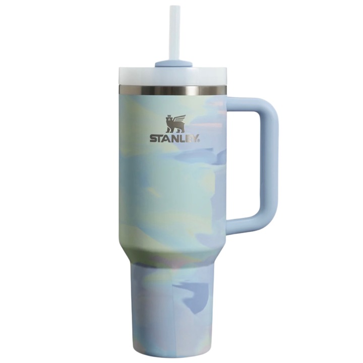 Termosz bögre, Stanley Quencher H2.0 Flowstate™ pohár, 1,2 liter, speciális kiadás, hűvös, nyugodt ecsetvonások, rozsdamentes acél