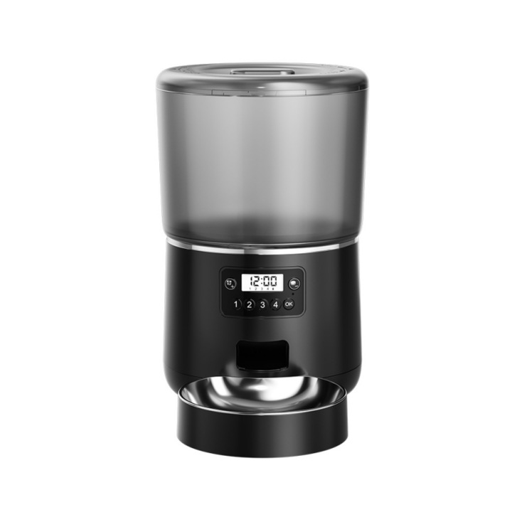 Hranitor pentru animale de companie, design detasabil, intregul corp lavabil, etans si rezistent la umiditate, 4L, temporizat si cantitativ, fund anti-alunecare din silicon, negru, 295X300X185MM