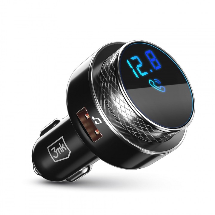 FM modulátor, Bluetooth csatlakozás, Hyper Car, 2xUSB A, Micro-SD foglalat, Gyorstöltés, beépített mikrofon, Fekete