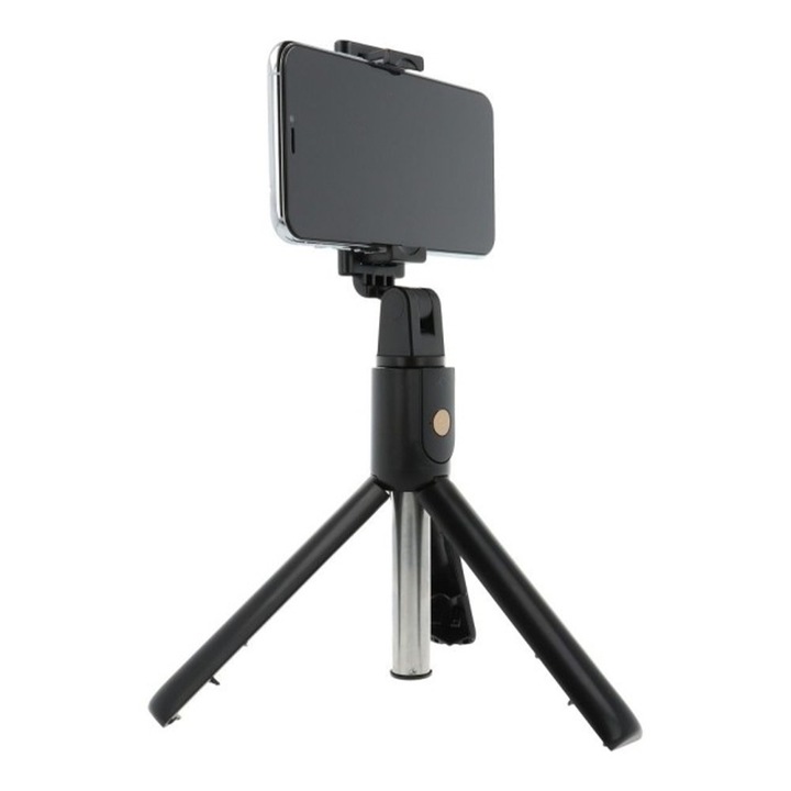 Selfie stick cu tripod integrat FONIX, Flexibil, Extensibil, Portabil, Telecomanda de Control, Bluetooth, Negru