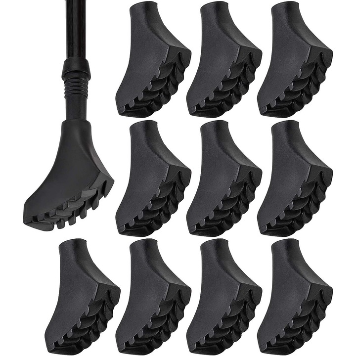 Накрайници за трекинг щеки Vitolog, Гума, Черен, 5 x 4 x 2.5 cм, Комплект от 10