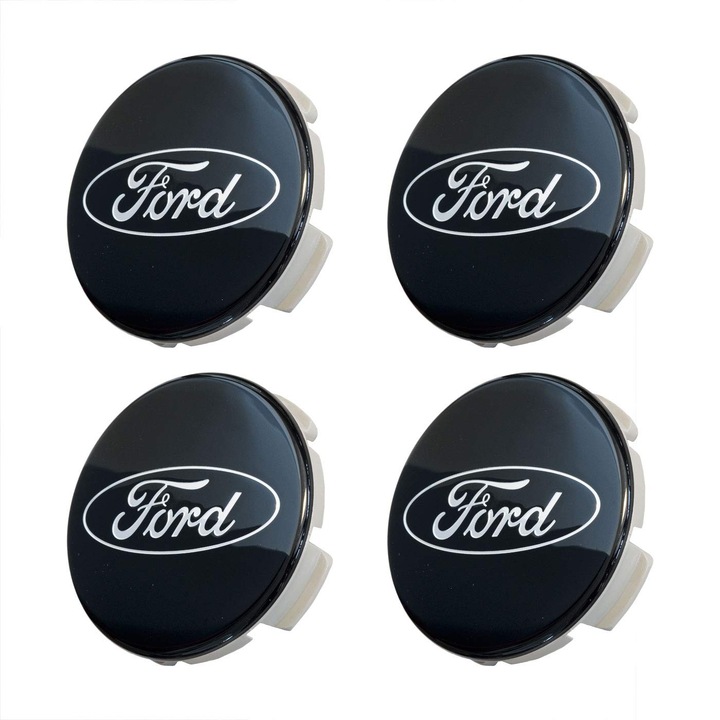 Set 4 capace roti, 54mm Ford, negru, pentru jante din aluminiu