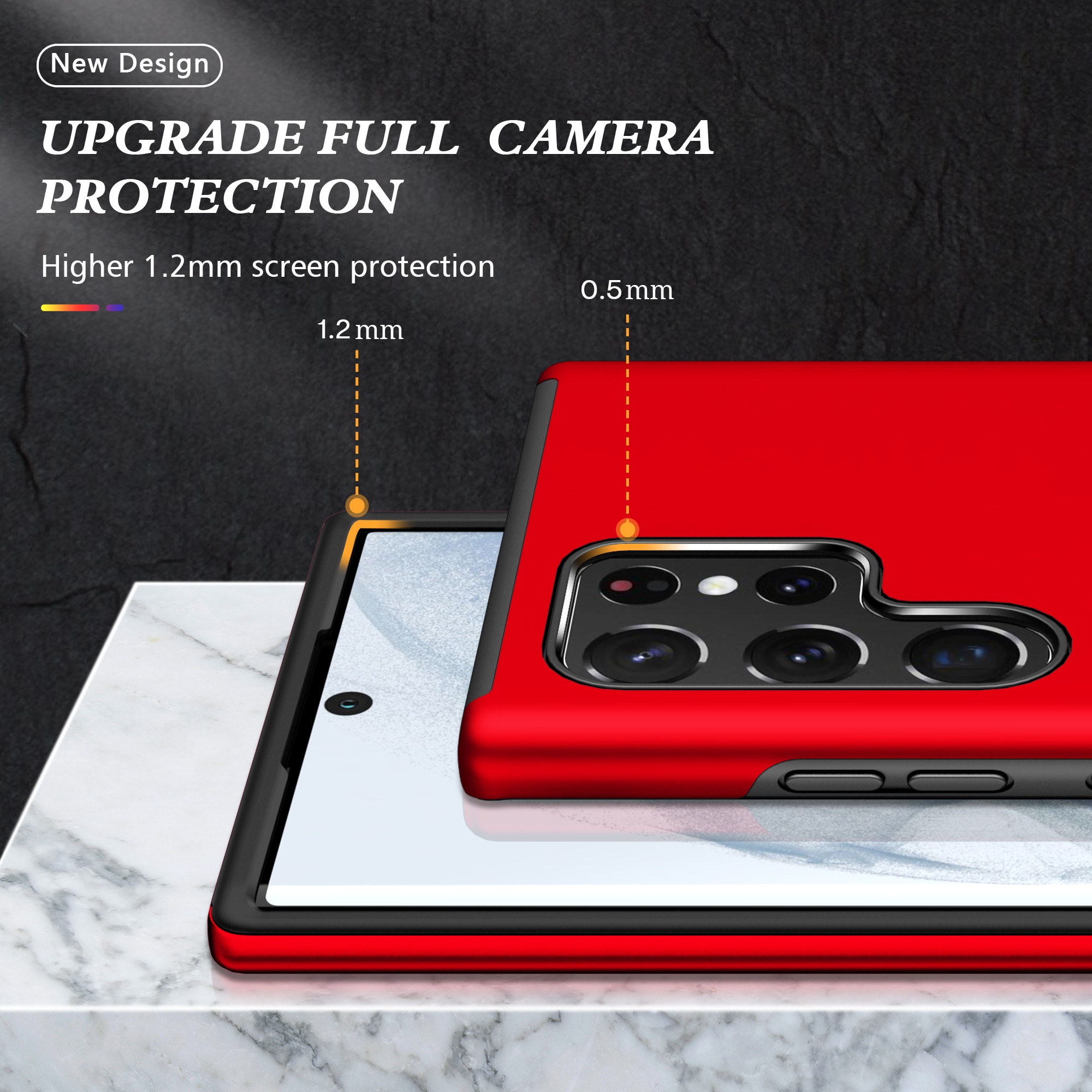 Husa de protectie pentru Samsung Galaxy S22 Ultra, Hybrid Antisoc, Kickstand, Bumper inel rotativ 360, Red