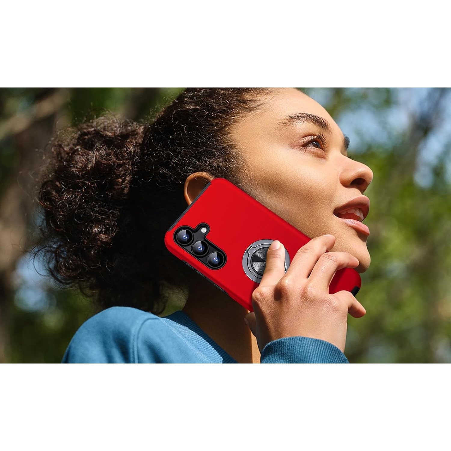 Husa de protectie pentru Samsung Galaxy S24, Hybrid Antisoc, Kickstand, Bumper inel rotativ 360, Red