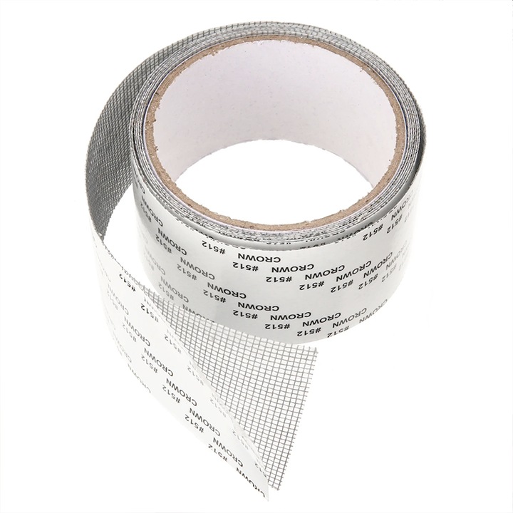 Banda Adeziva CCmax pentru Reparare Plase de Tantari din Fibra de Sticla Premium, 5 x 180 cm, Gri