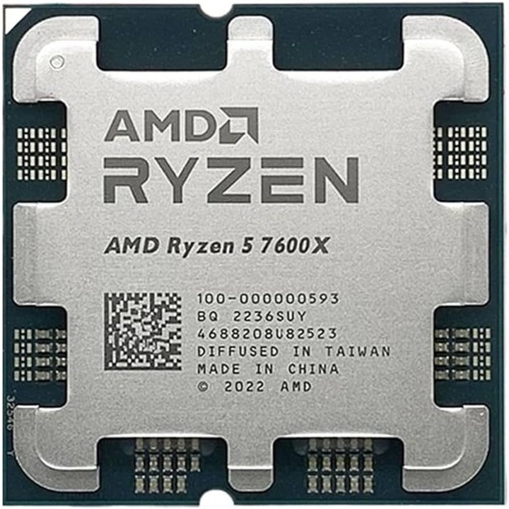 Процесор AMD Ryzen 5 7600X, 6C / 12T, 4.70 - 5.30 GHz, 38 MB кеш, 105 W, тава