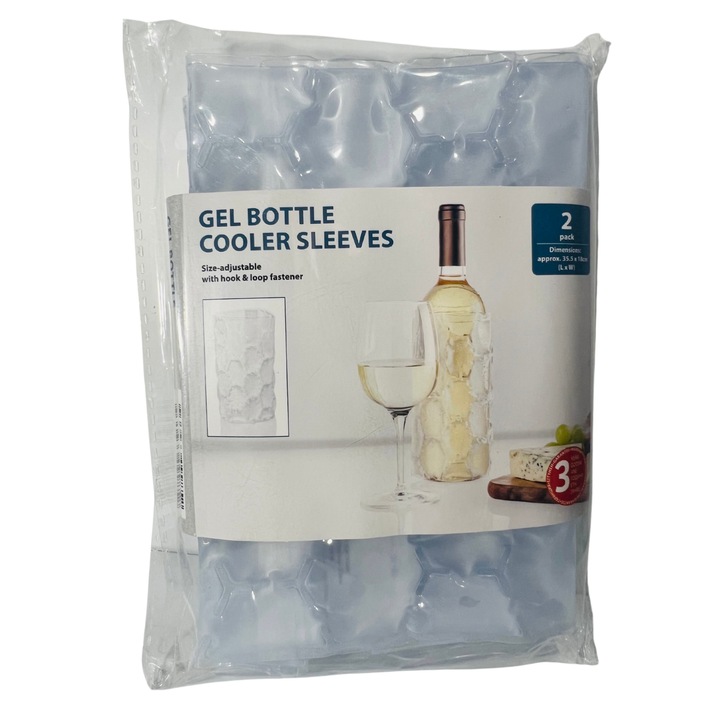 Комплект от 2 гел торбички за охлаждащи бутилки, 35,5 см