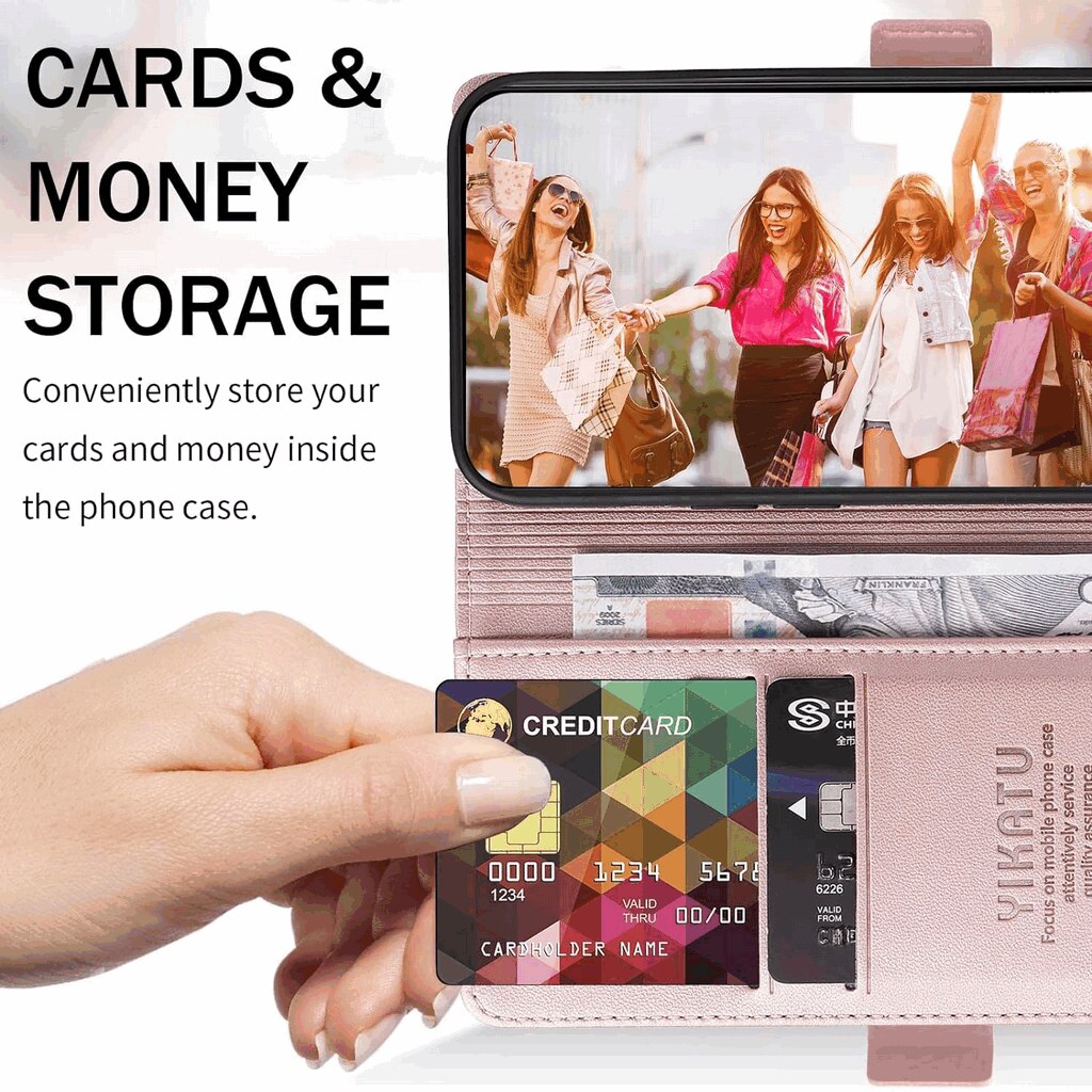 Husa Flip din Piele Ecologica pentru Samsung Galaxy S23 Ultra, Inchidere Magnetica, Tip Carte, Suport Card, Protectie Completa, rose/gold, H9IE5