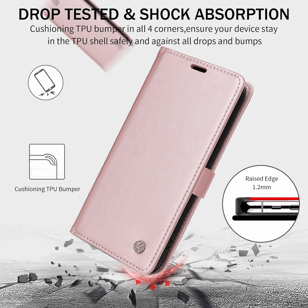 Husa Flip din Piele Ecologica pentru Samsung Galaxy S23 Ultra, Inchidere Magnetica, Tip Carte, Suport Card, Protectie Completa, rose/gold, H9IE5