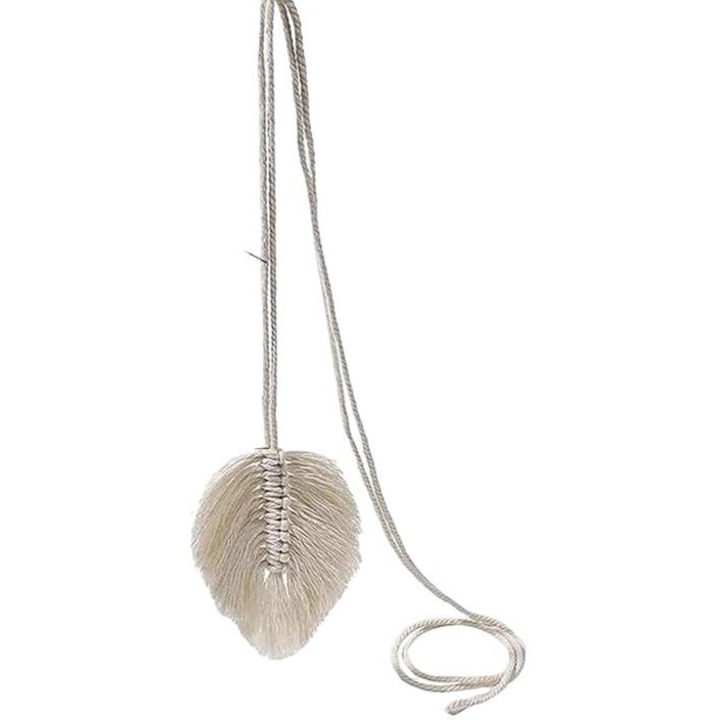 2 db függönyzsinór készlet, újrahasznosított pamut, bézs, 72,4 cm+14,7 cm