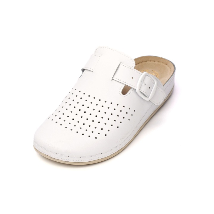 Saboti piele barbati Tellus 30-09, Alb