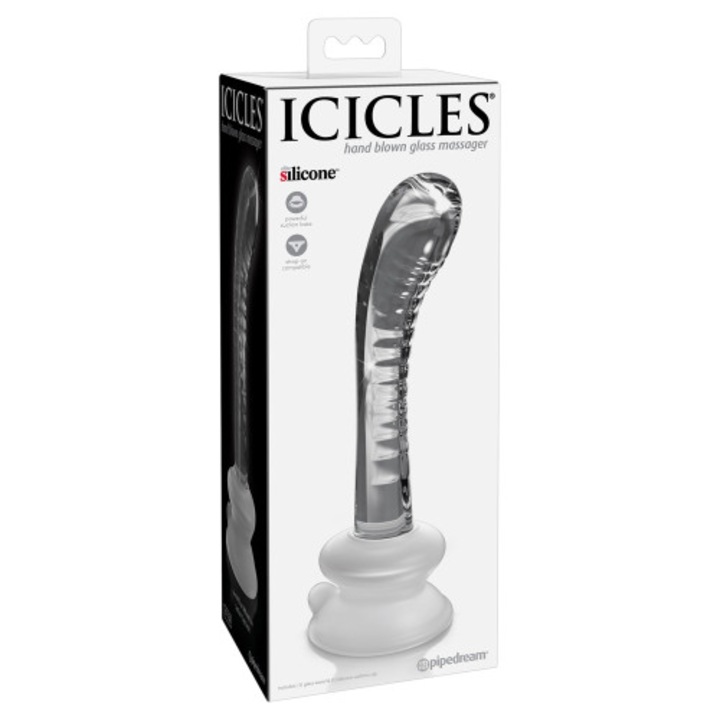 Dildo Icicles Nr. 88, ergonomica, baza cu ventuza, silicon, 18x3.6cm