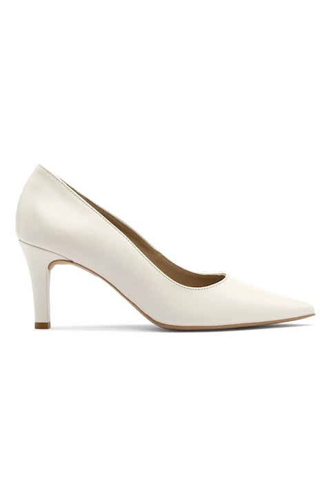 RYŁKO, Pantofi de piele cu toc si varf ascutit Ofelia, Crem
