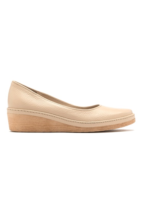 RYŁKO, Pantofi wedge de piele Sofia, Bej