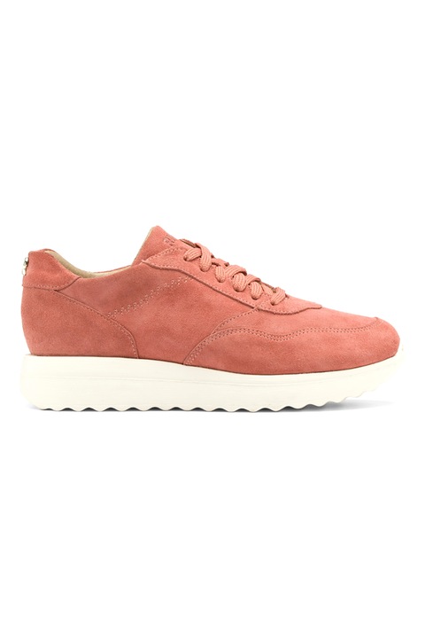 RYŁKO, Pantofi sport de piele intoarsa cu talpa wedge, Roz somon