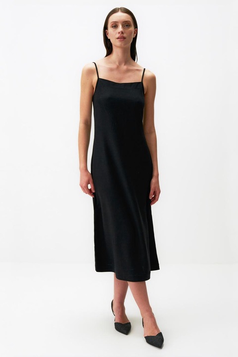 JIMMY KEY, Rochie midi din amestec de in, Negru, L