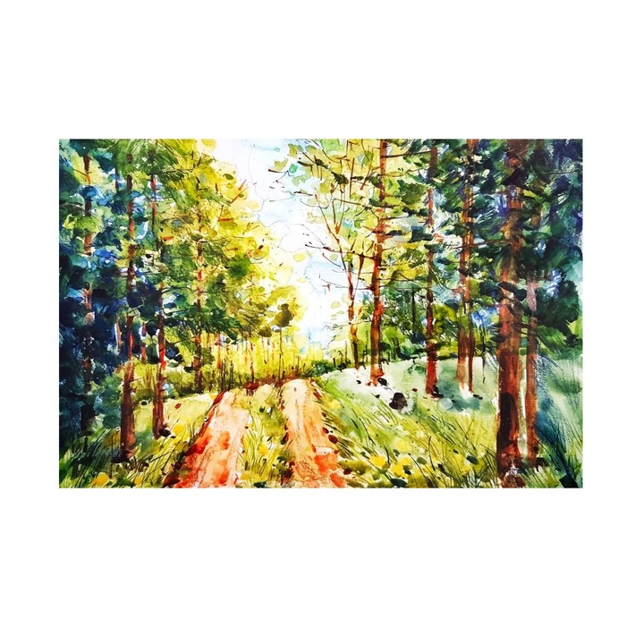 Tablou Peisaj, Drum Forestier, MDF, 90x60 cm