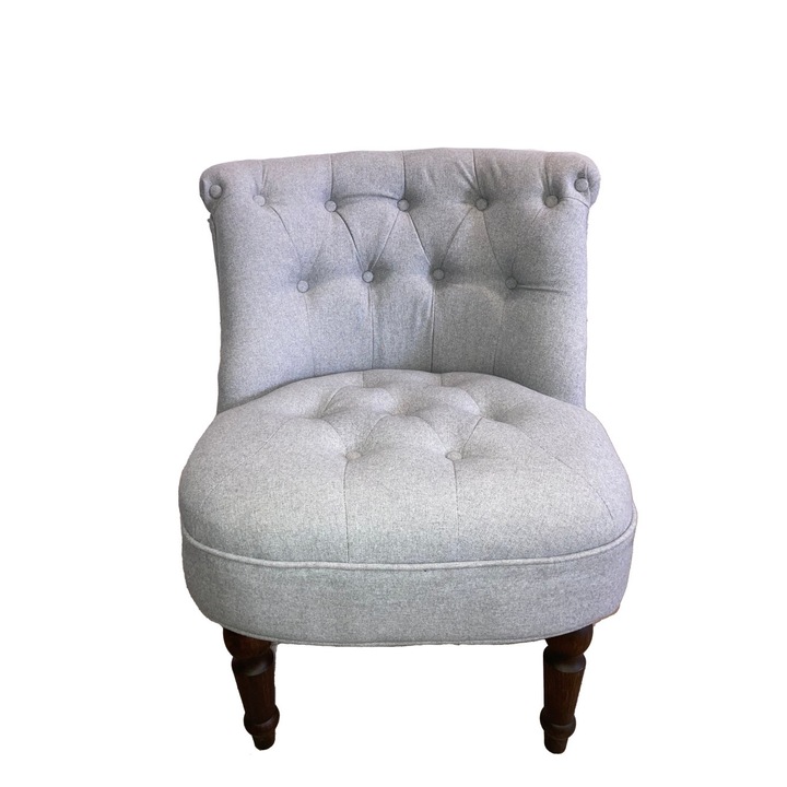 Hepihome világos szürke bársony fotel, fa lábbal, 77cm x 57cm