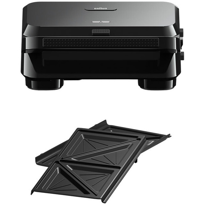 Sandwich-maker BRAUN SM5000, 800W, 1 set placi detasabile, invelis antiaderent premium, negru