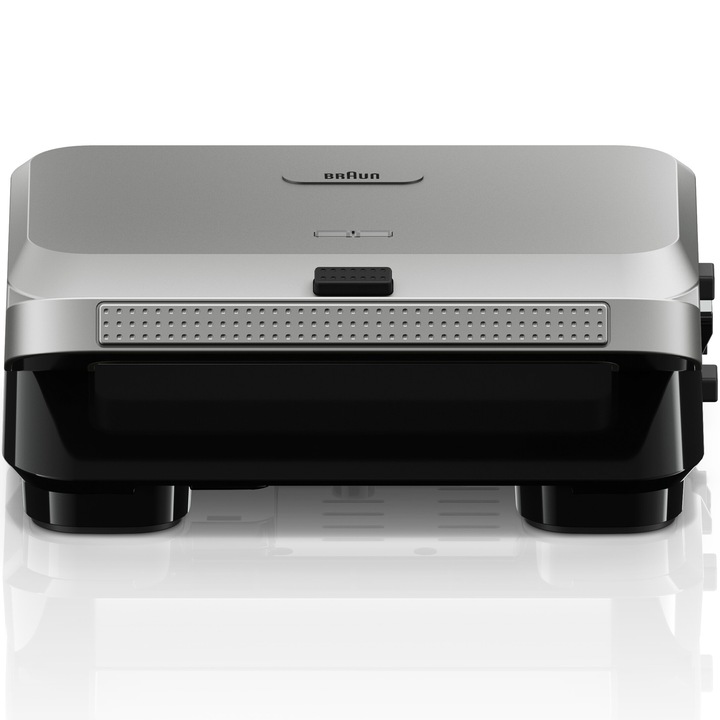 Сандвич тостер BRAUN SM5005, 800W, 2 комплекта подвижни плочи, Премиум незалепващо покритие, Сребрист/Черен