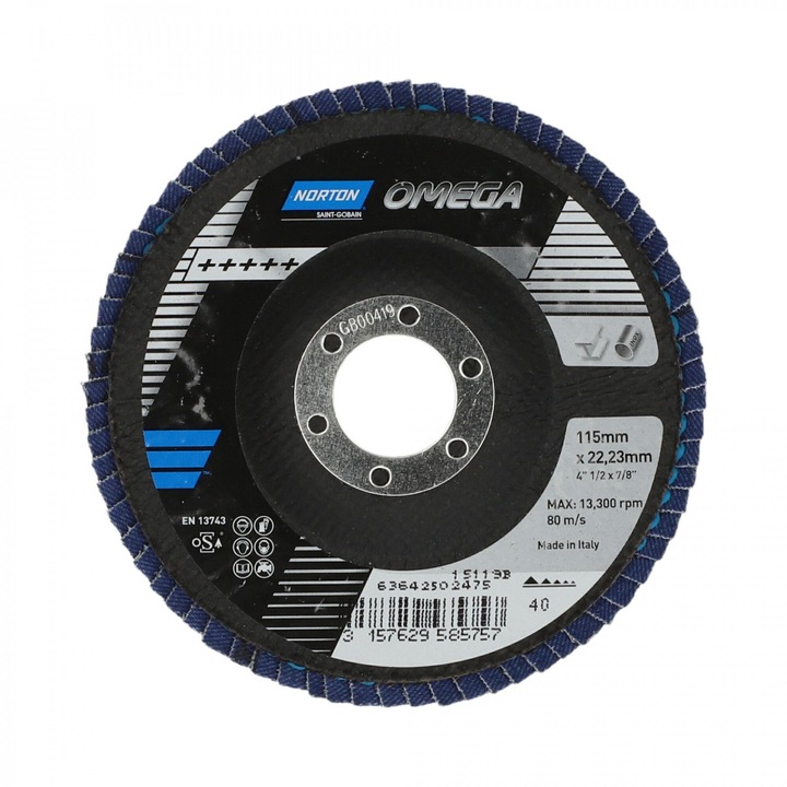 Omega R828 lamellás csiszolókorong Ø115x22mm P40