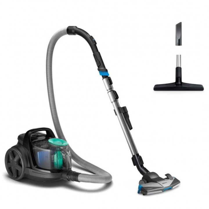 Aspirator cilindric, PHILIPS, PowerPro Active, 900W, negru, 4,5 kg