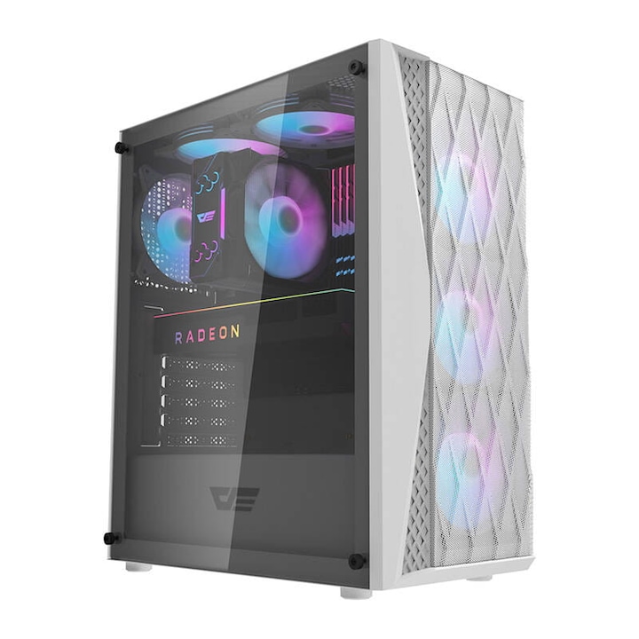 PC кутия, darkFlash, DK352 Mesh, USB 3.0 x 2, 4 aRGB вентилатора, бял, 450 x 200 x 390 mm