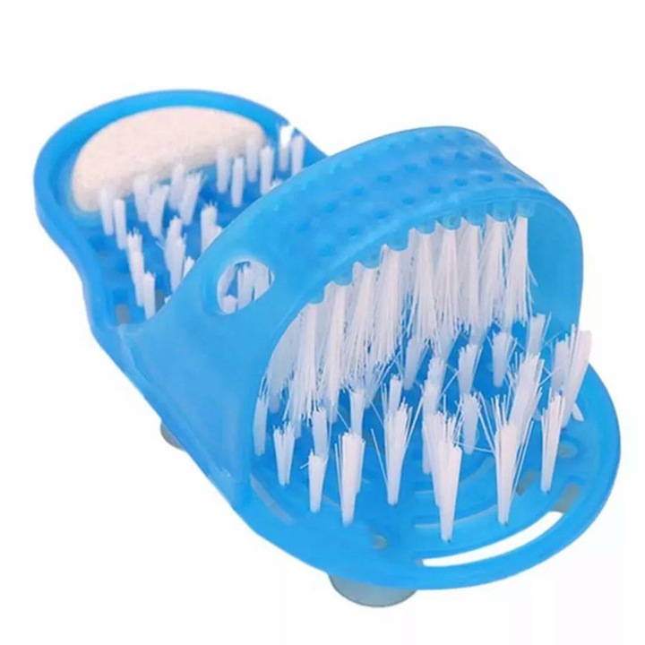 Четка за крака, QttvbTna, масаж и почистване, синьо/бяло, пластмаса