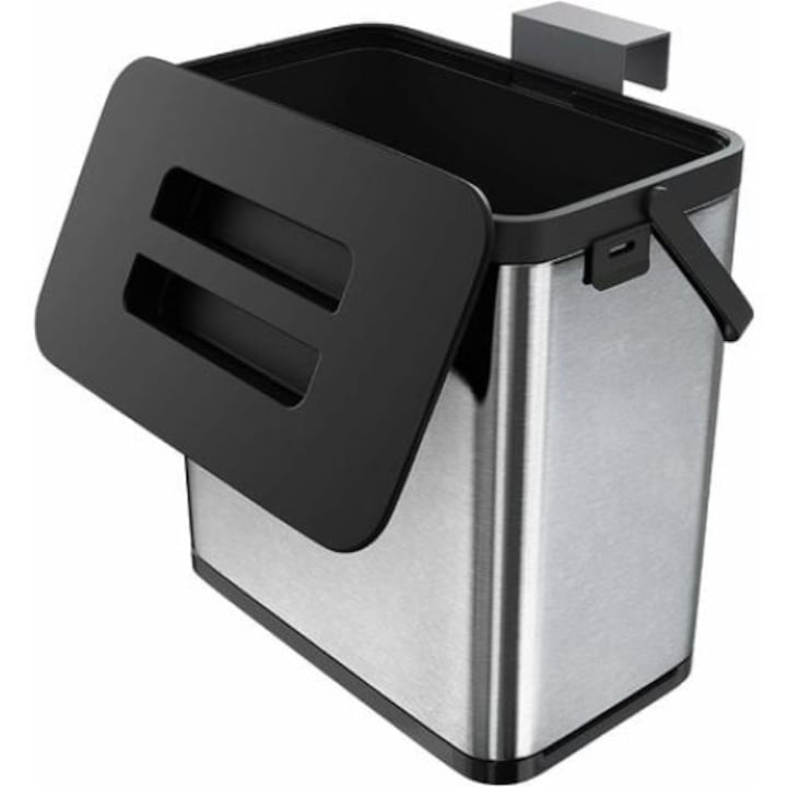 Кошче за боклук, QttvbTna, закачалка за шкаф, неръждаема стомана против пръстови отпечатъци, 20.5x13x21 см, 3L