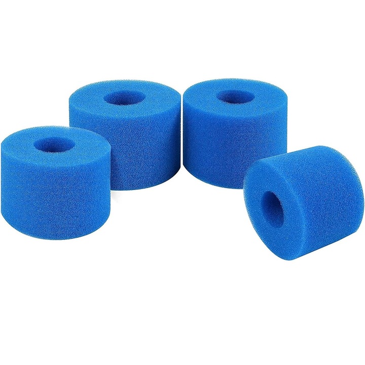 Комплект 4 филтърни гъби тип A, за басейн, патронен гъбен филтър, филтърна пяна за басейн, за многократна употреба и миене, за спа, плувен басейн