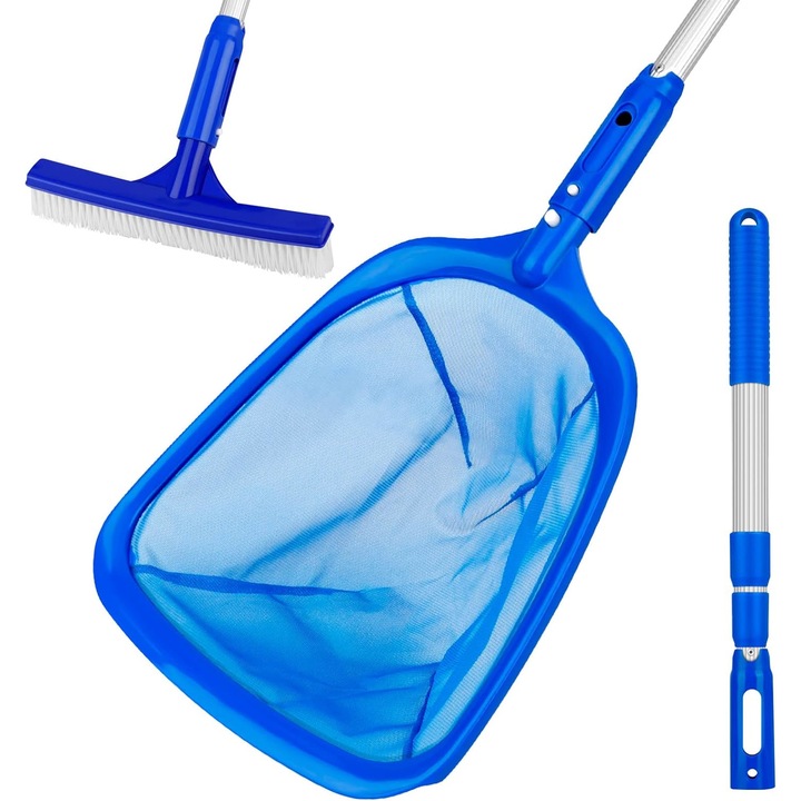 Комплект за почистване на басейн, QttvbTna, мрежа, четка, телескопичен, многоцветен