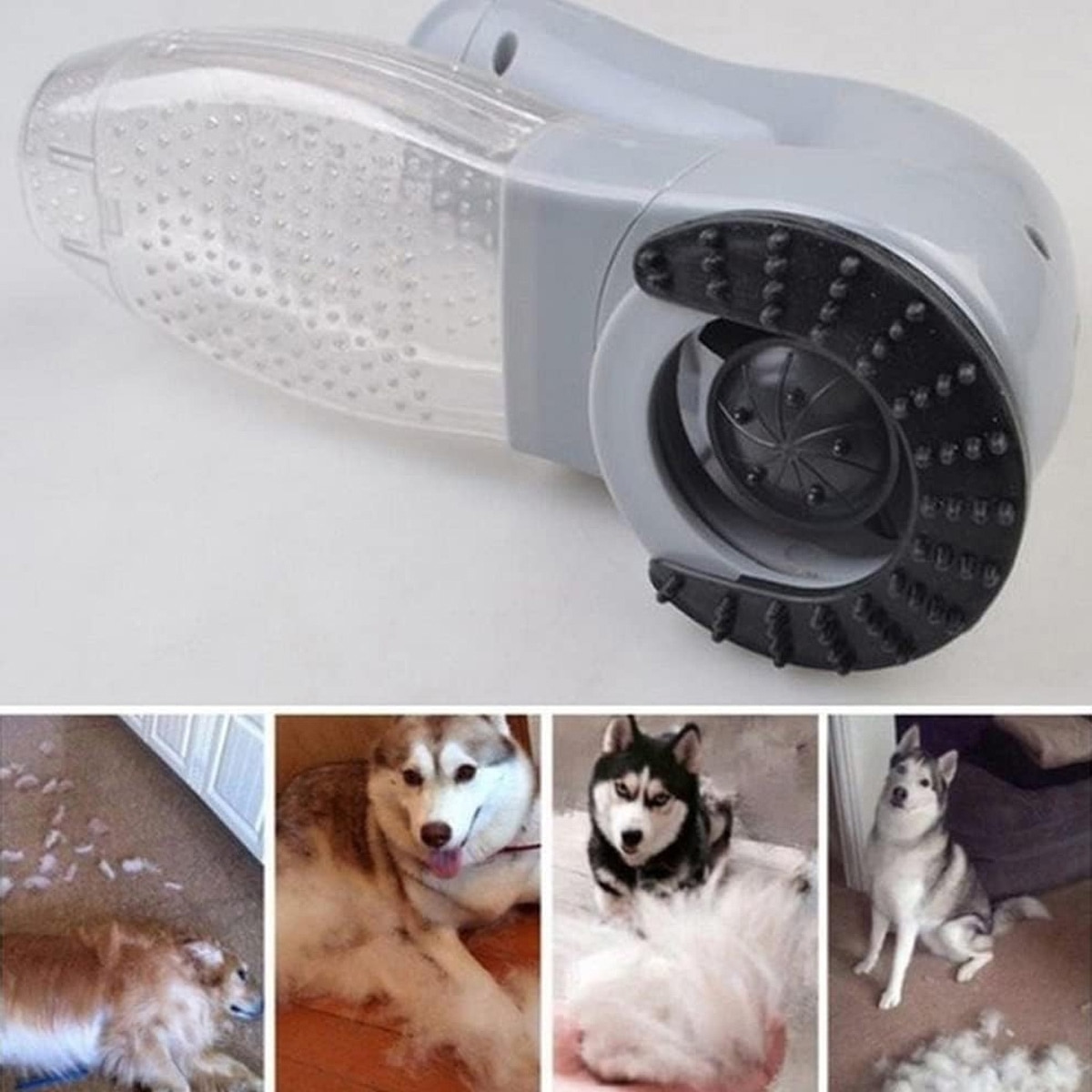 Perie electrica portabila pentru par animale, multifunctionala, alba, mica