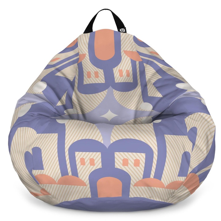 Fotoliu Updeco Puf Bean Bag tip para XL, impermeabil, indoor/outdoor, sac interior, cu maner, 90 x 90 x 60 cm, arcade mov