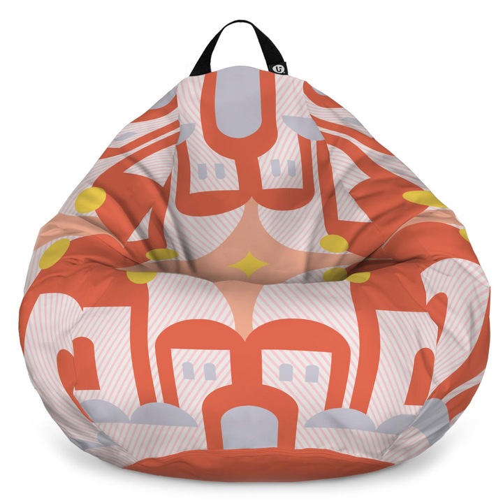 Fotoliu Updeco Puf Bean Bag tip para XL, impermeabil, indoor/outdoor, sac interior, cu maner, 90 x 90 x 60 cm, arcade rosu